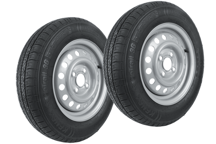Sada dvoch kolies na prívesy UNITRAILER / TEMARED / BRENDERUP / STEMA / BÖCKMANN TYRE KENDA 145/80 R13 78N STARCO RIMS 4Jx13"H2 4x100 ET:30