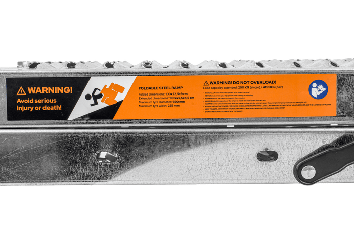 UNITRAILER ALR004B skladacia oceľová nájazdová rampa pre príves 190 cm 200 kg