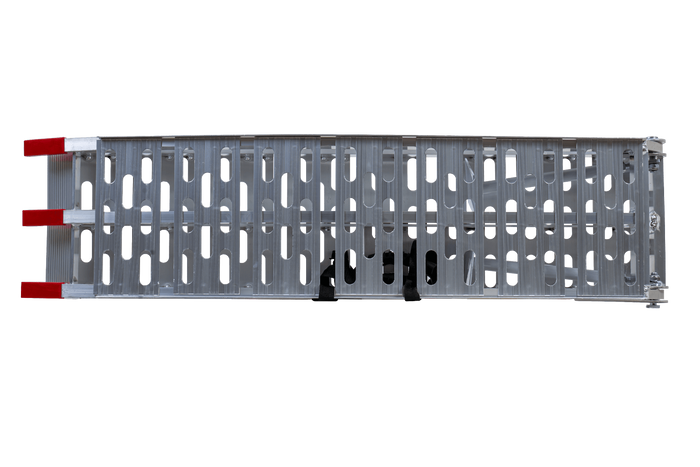 Skladacie hliníkové rampy UNITRAILER ALR003 pre prívesy 221 cm 680 kg s popruhom a podperou, sada 2 kusov