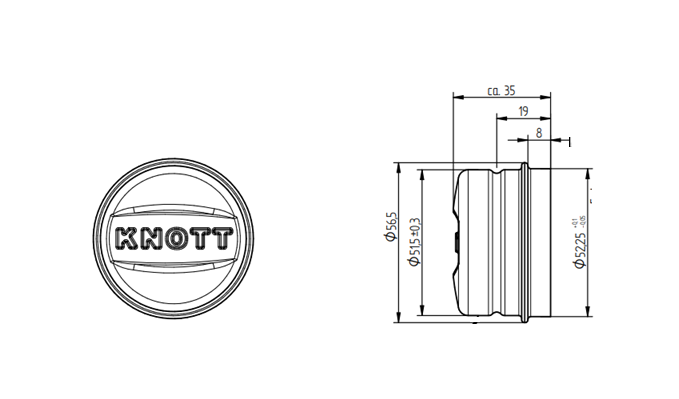 Krytka ložiska náboja KNOTT 52,2 mm pre príves
