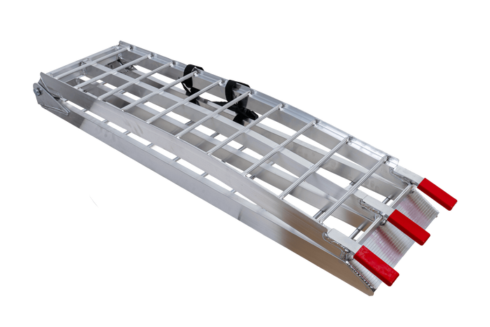 Skladacie hliníkové rampy UNITRAILER ALR002 pre prívesy 221 cm 680 kg s popruhom, sada 2 kusov