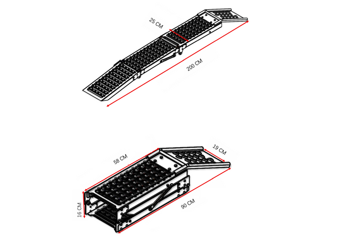 Skladacia oceľová rampa UNITRAILER ALR005 pre príves 200 cm 250 kg