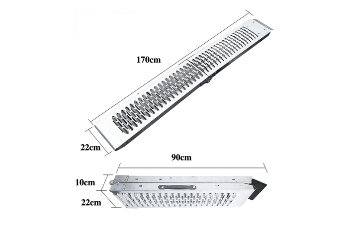 Skladacie rampy UNITRAILER ALR004, oceľové nájazdové rampy pre prívesy 170 cm, 454 kg, sada 2 kusov